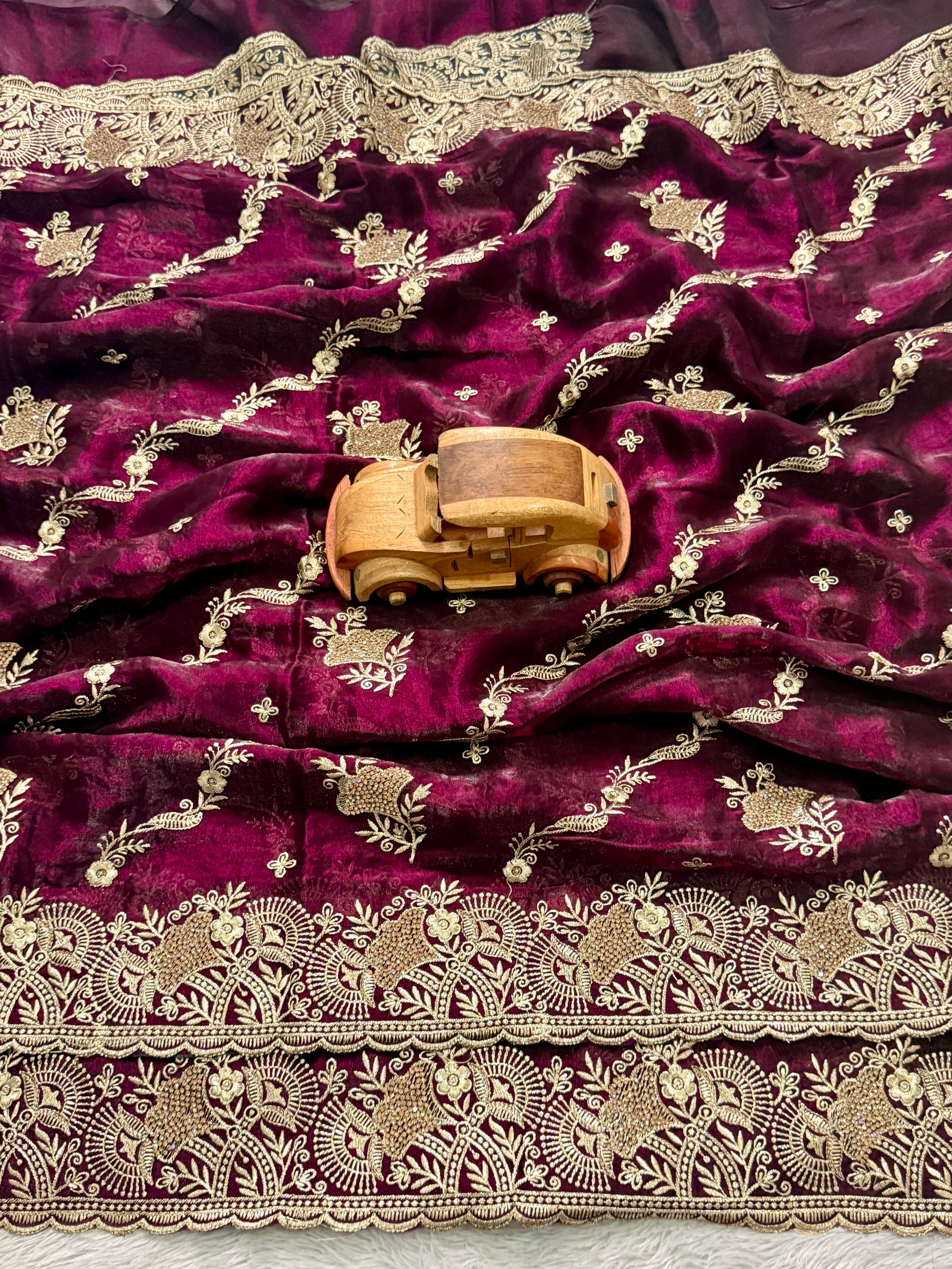 Elegant Mauve Pink Embroidered Saree